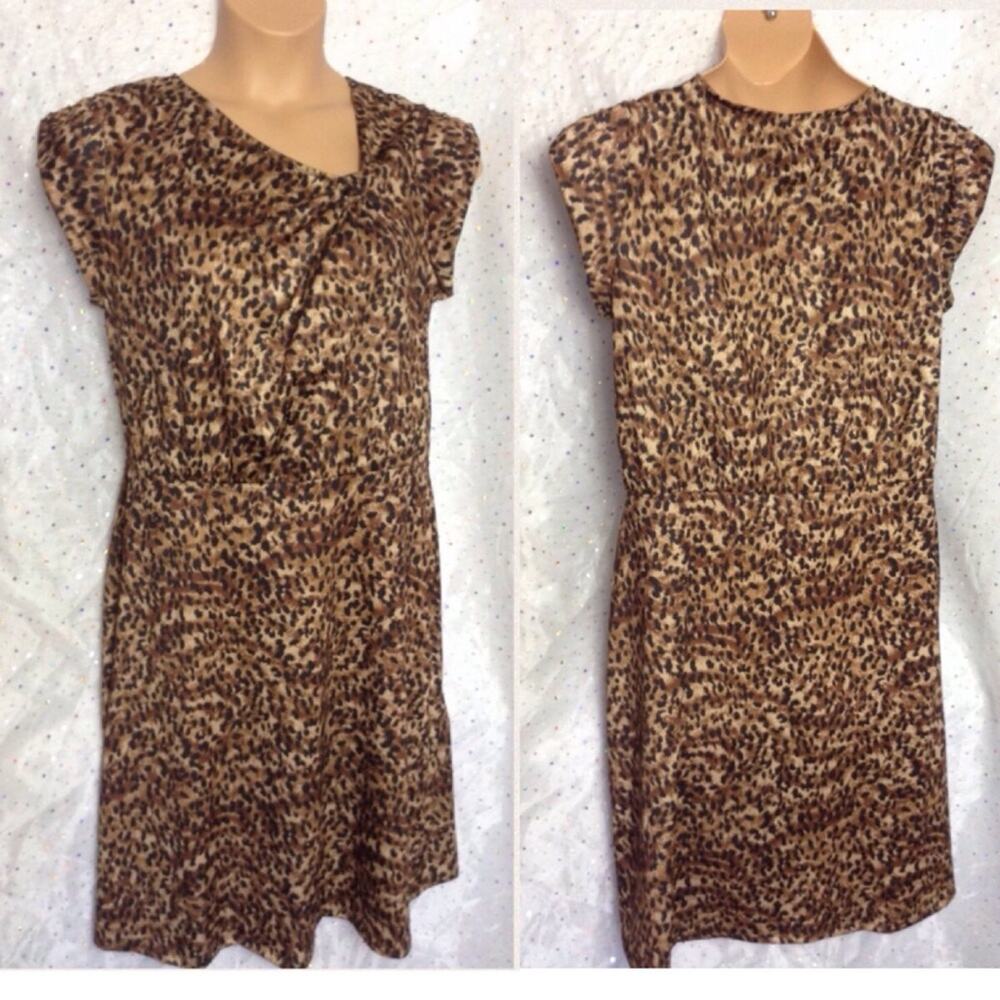 XL LEOPARD PRINT Brown Stretchy Career Dress